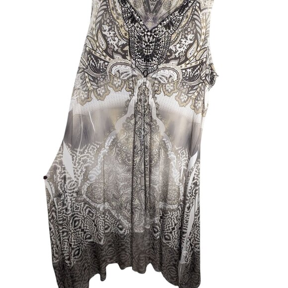 World Unity Dress 1X Maxi Stretch Sleeveless V Neck Embellished Gray Tie Dye - Picture 5 of 6